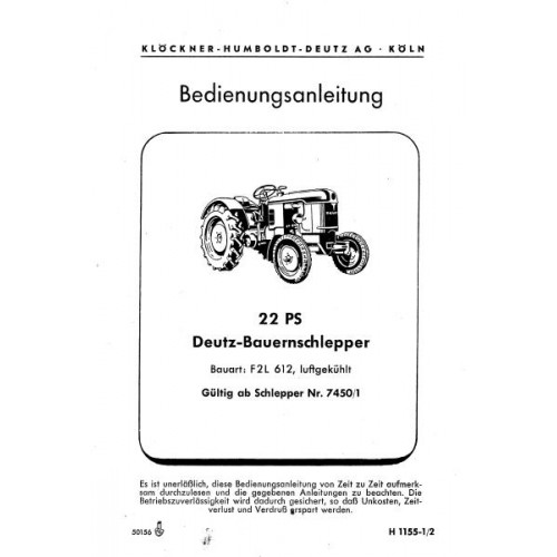 Deutz Werkstatthandbuch Motor 612 für Traktor F2L612/4 F2L612 